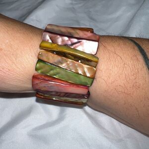 Genuine Chunky Abalone Stretch Bracelet‎